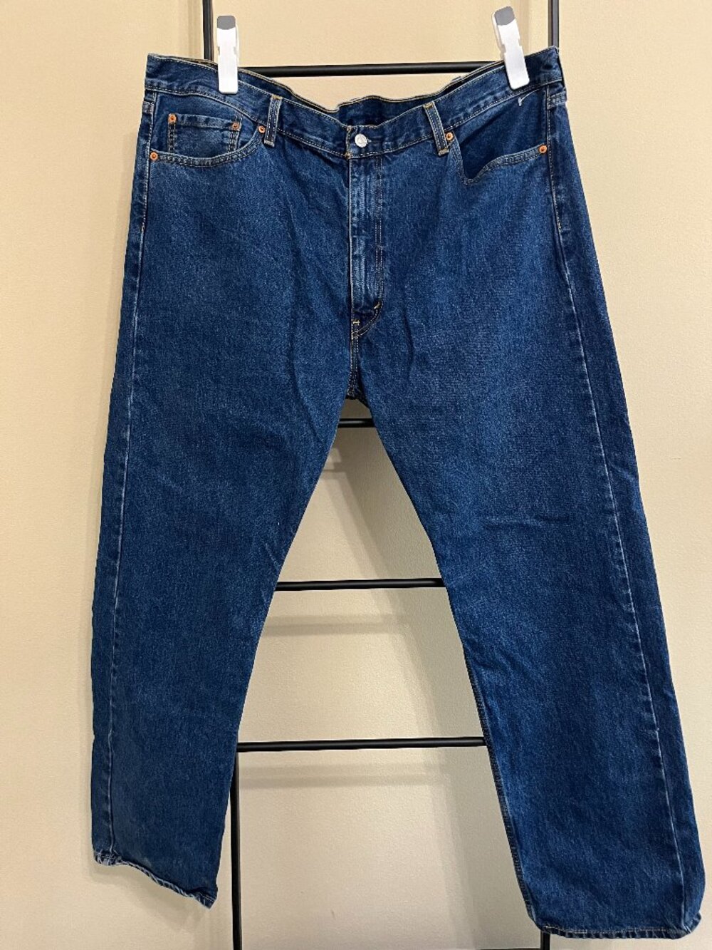 Levi's 505 Regular Fit Straight Leg Jeans 100% Cotton Blue Denim 44x32